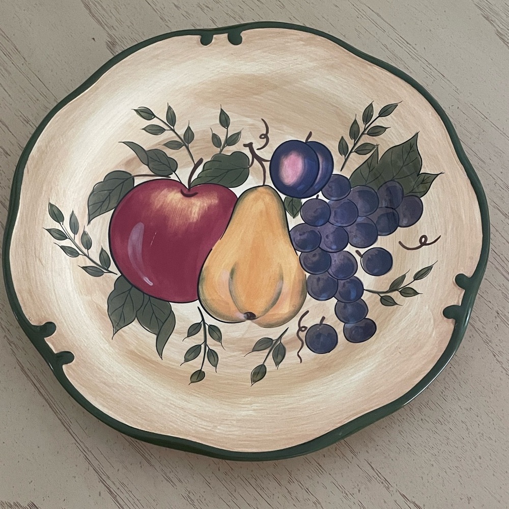 Home Trends Granada Decorative 11" Plate featuring a fruit design Discontinued
